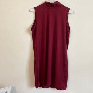 High neck red dress